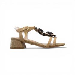 Gold&gold Sandali GK231 FIORE TACCO LARGO  Beige