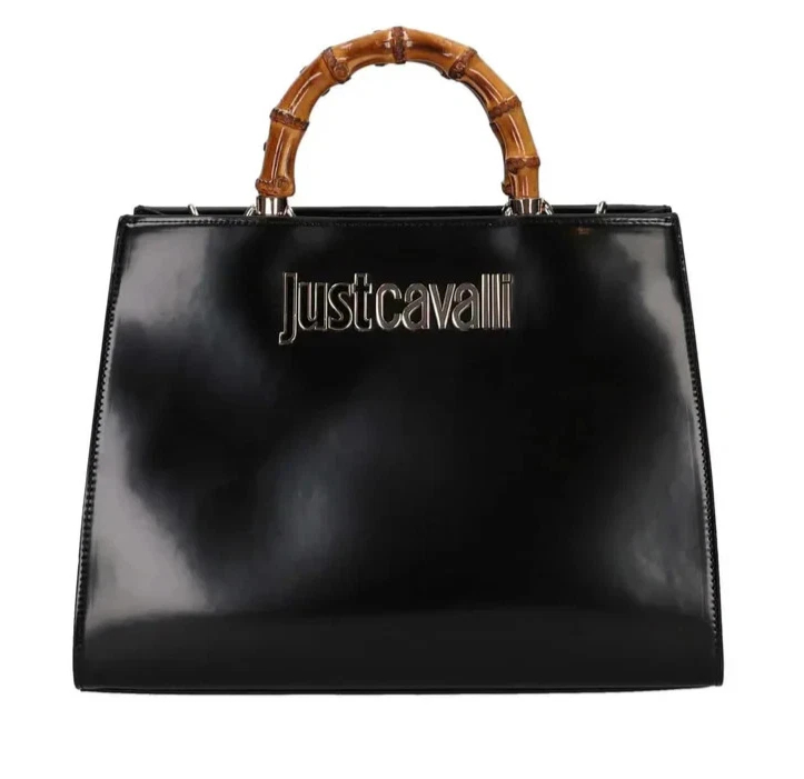 Just Cavalli Shopper 80RA4BD3 METAL LETTERING BAMBOO-STYLE 3 BAGS BOX Nero 