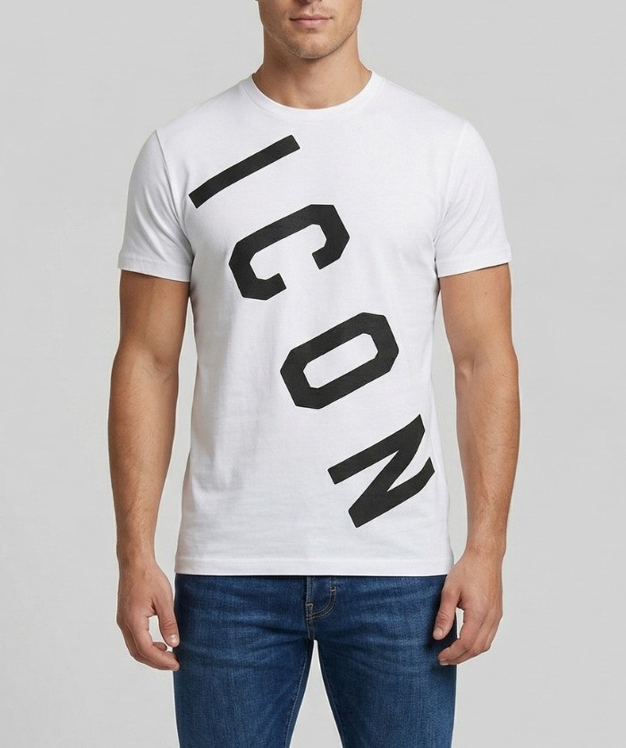Icon T-shirt IUT006 LOGO TRASVERSALE Bianco 