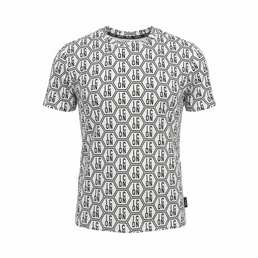 Icon T-shirt IUT039 HIVE CODE ALL OVER Bianco 