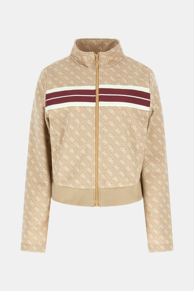 Guess Felpe V6GQ06K2957 4G JACQUARD FULL ZIP Beige Bordeaux