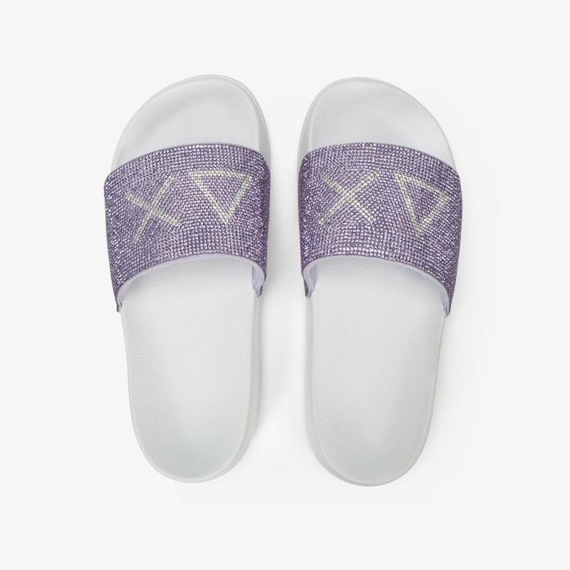 X36211 SLIPPERS STRASS LOGO Lilla