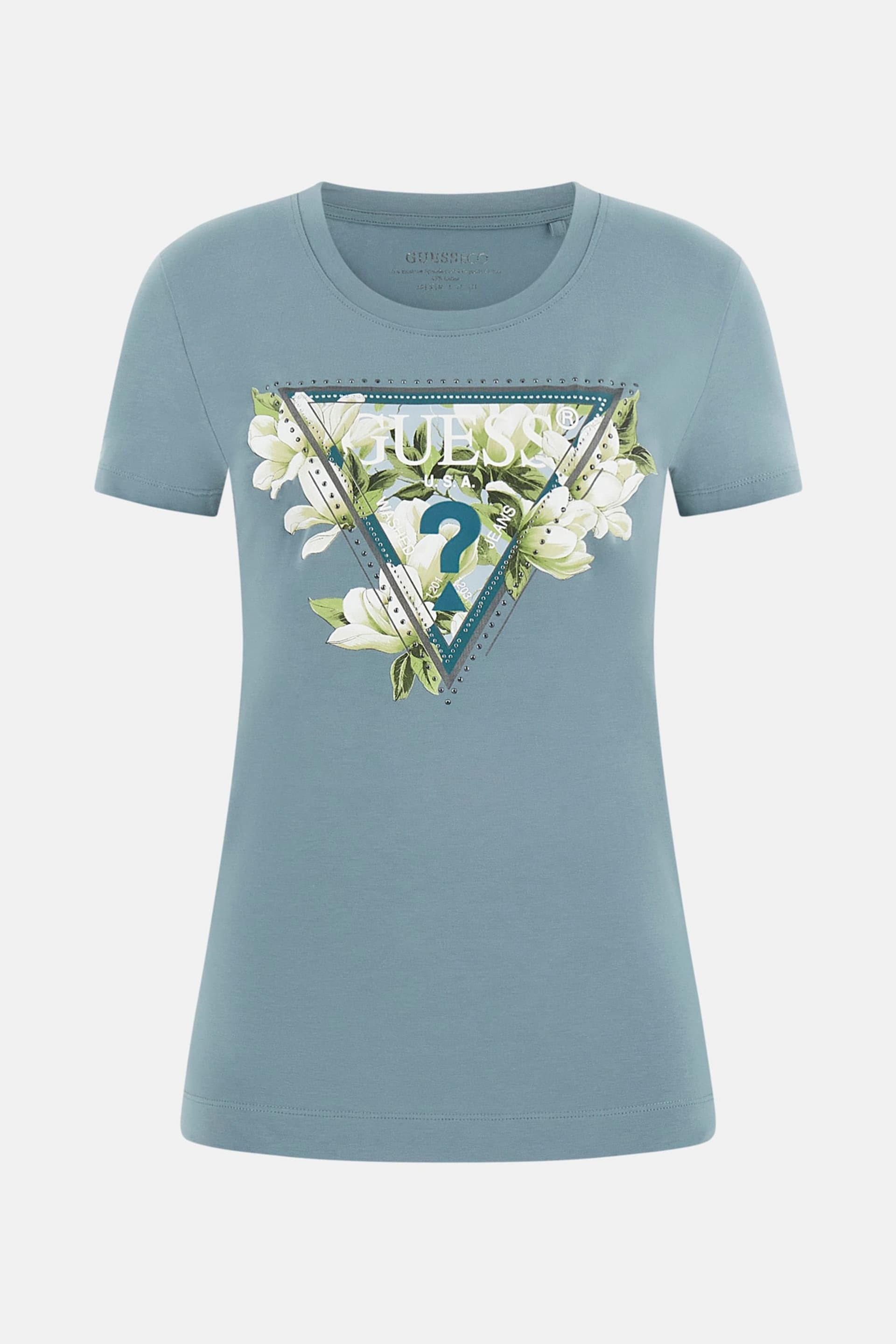 Guess T-shirt W6RI35J1314 SS CN CAMELIA TRIANGLE TEE Verde
