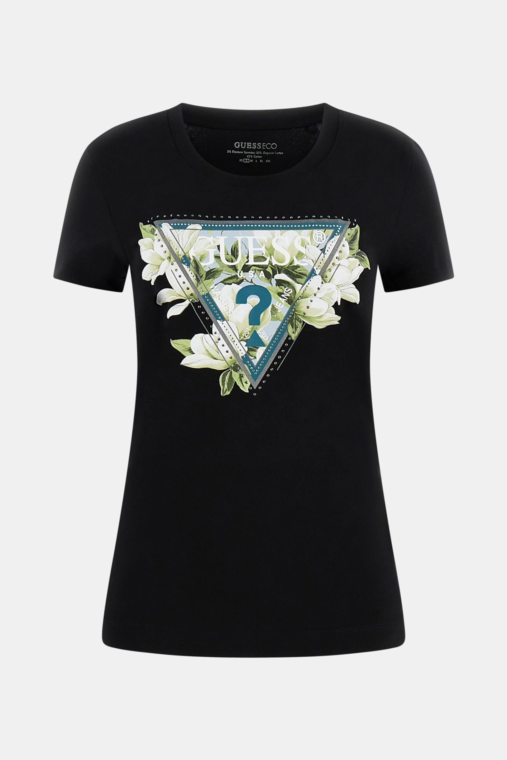 Guess T-shirt W6RI35J1314 SS CN CAMELIA TRIANGLE TEE Nero 
