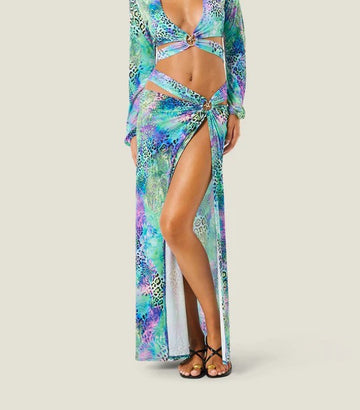126WRWGO5874 GONNA LUNGA PACH ANIMALIER