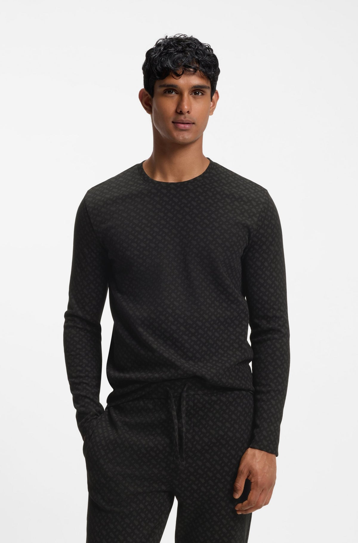 Maglia Boss 50571392 WAFFLEAOP LS-Shirt