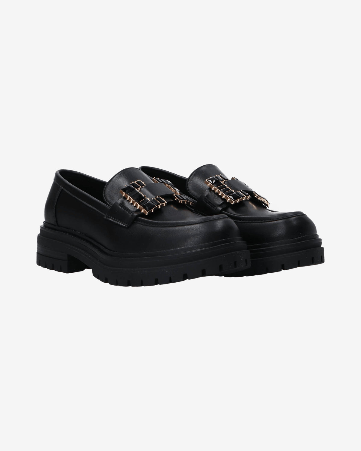 Mocassini Gold&Gold Ecopelle Maxi Logo Nero