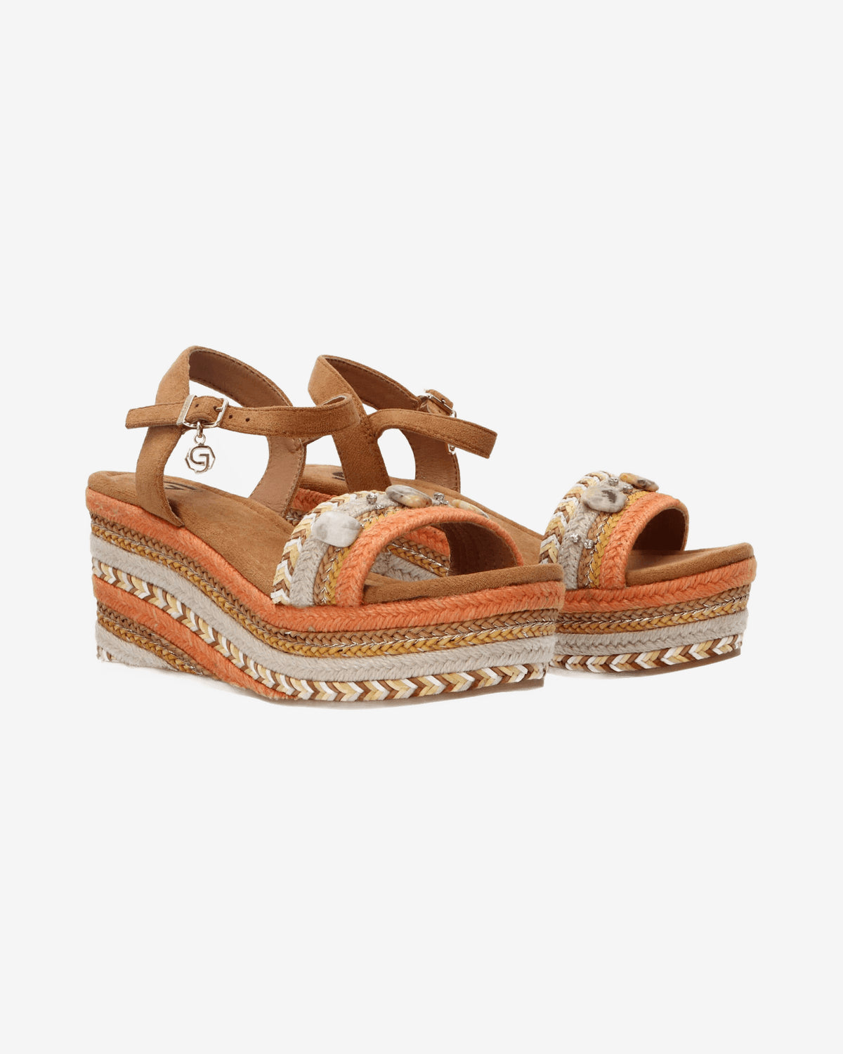 Sandali GC 685 zeppa intreccio bicolore