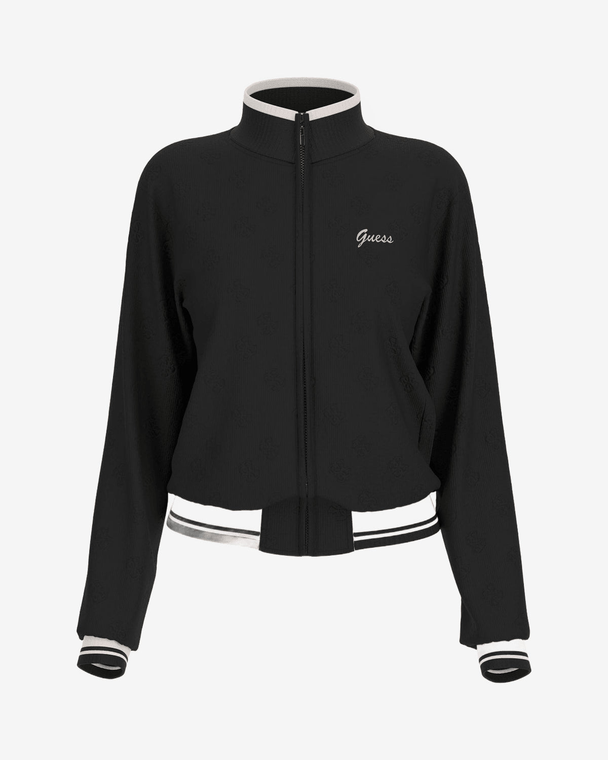 Felpa Guess Paulina Zip Velluto Nero