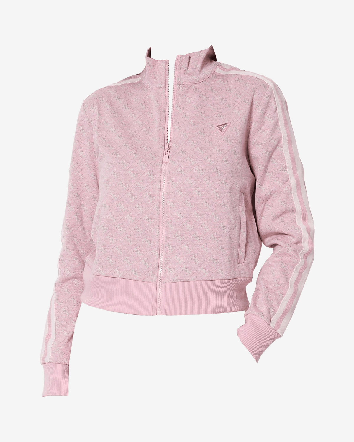 Felpa Guess Full Zip Logo Rosa Donna