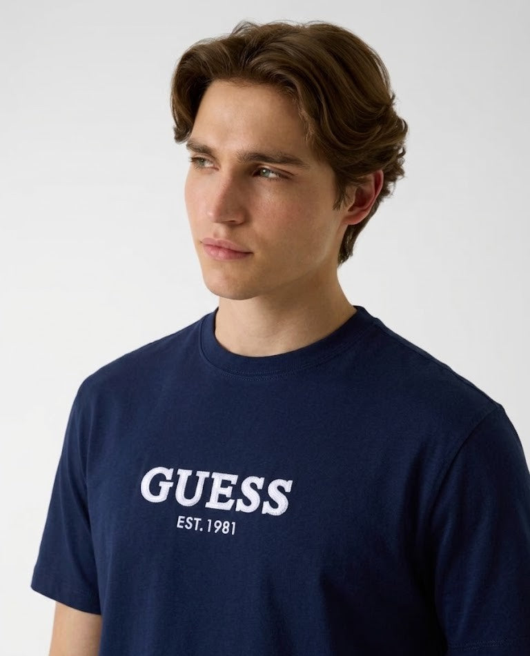 T-Shirt Guess Logo Ricamato Cotone