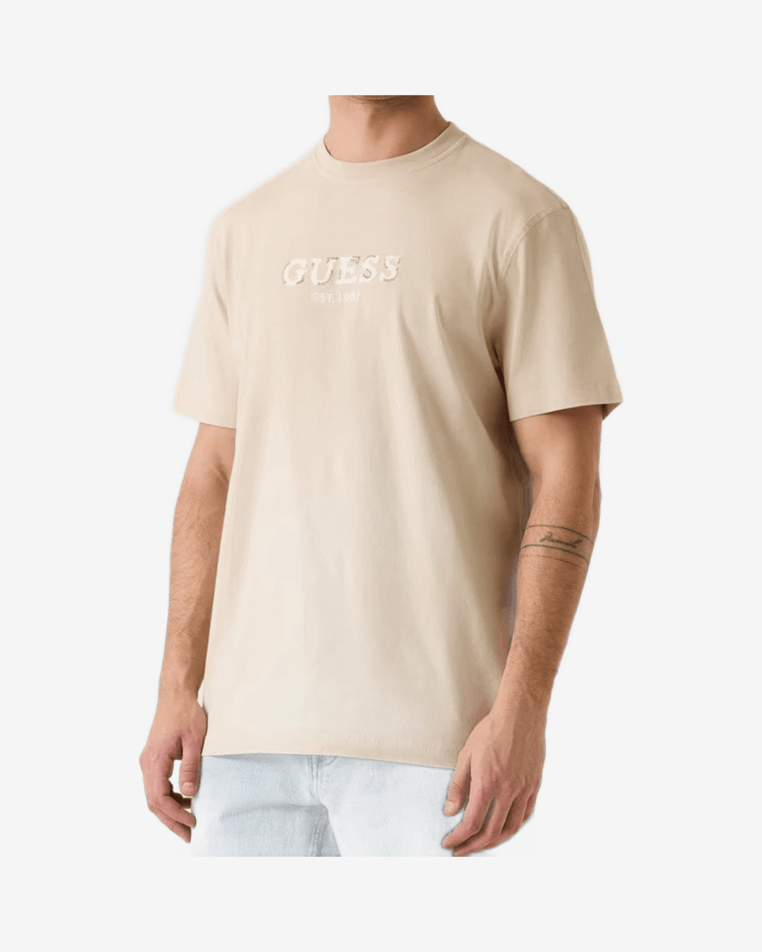 T-Shirt Guess Logo Ricamato Cotone - foto indossata
