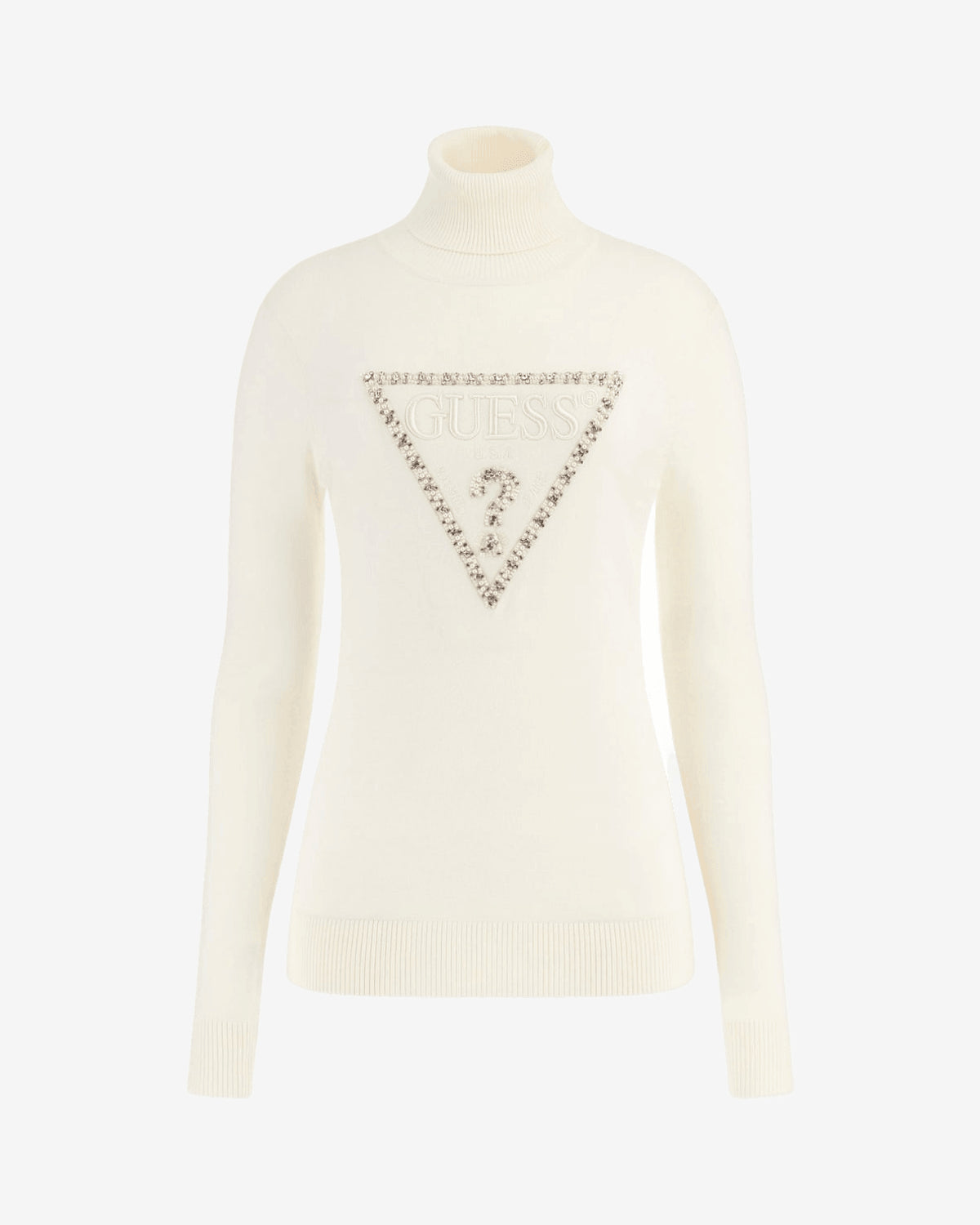 Maglione Guess Logo Strass Bianco Donna