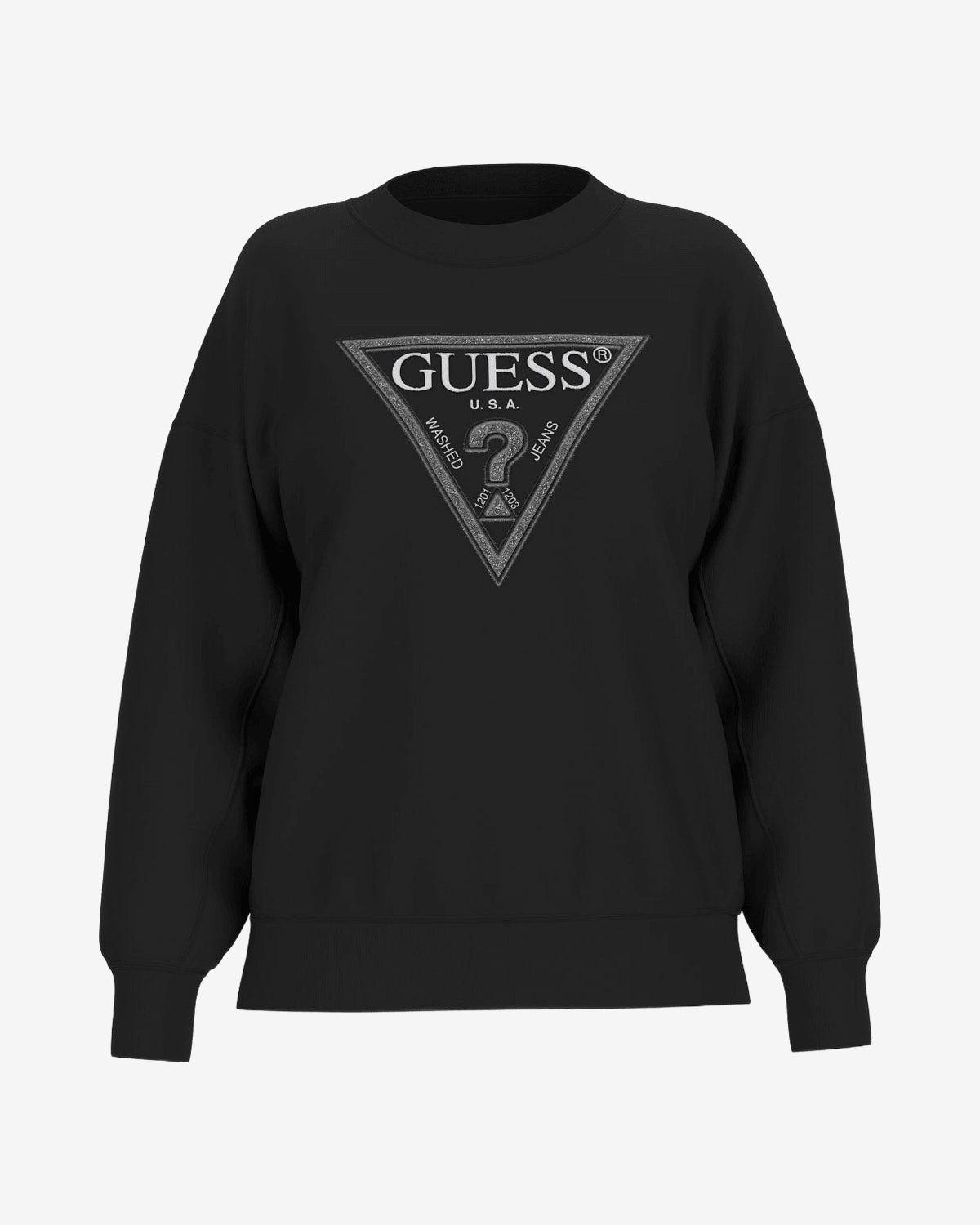 Guess Felpa Triangle Glitter Grigio Donna