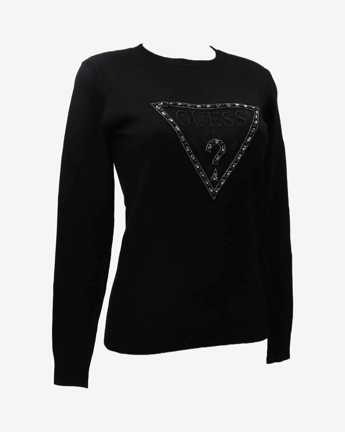 Guess Maglione Logo Strass Nero Donna