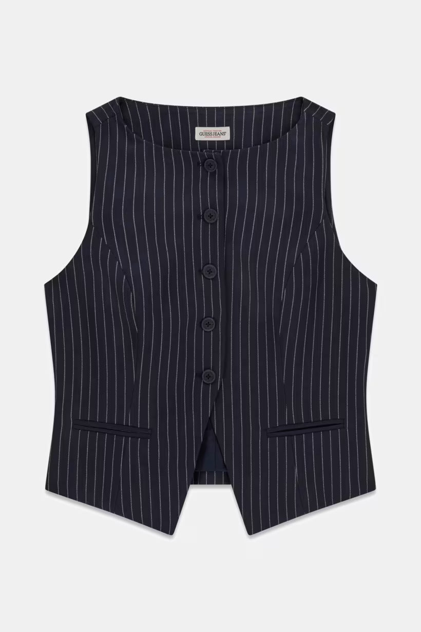 Gilet Guess W6YH01W2578  GJ FITTED PINSTRIPE VEST