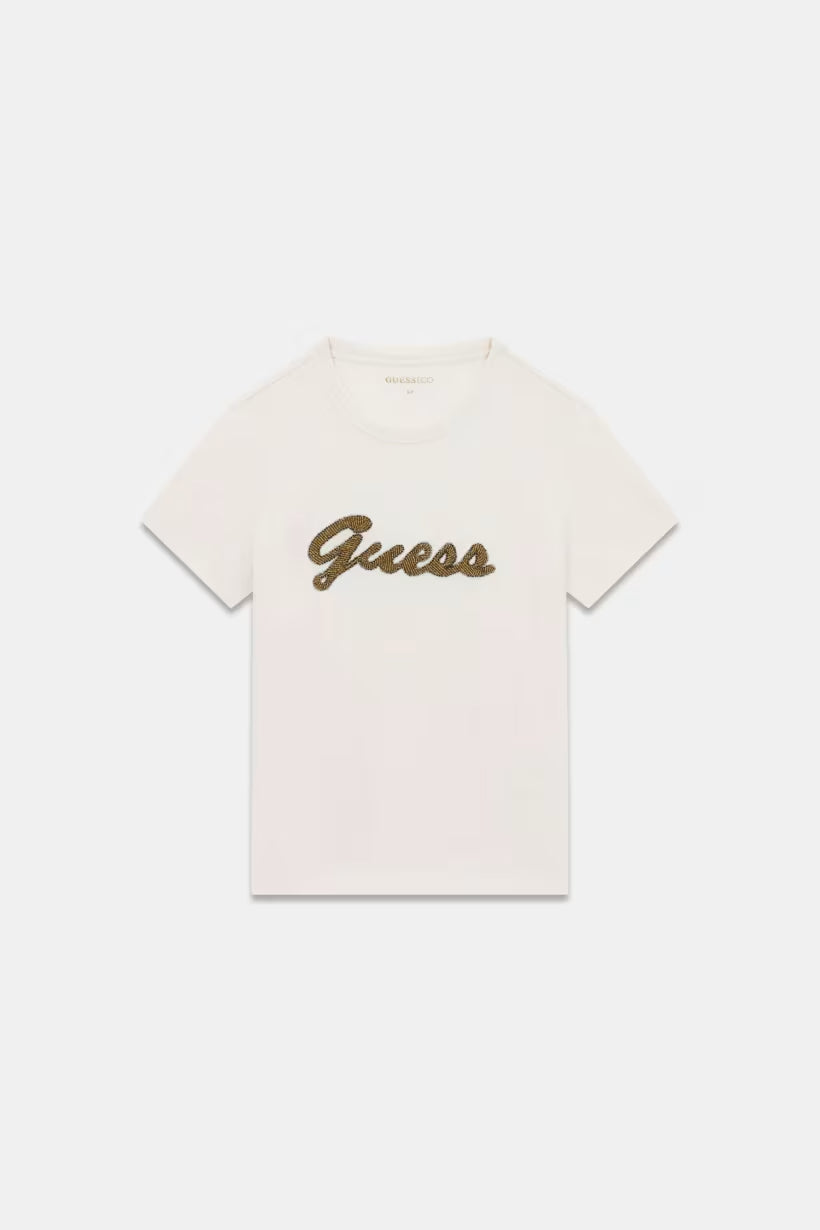 T-shirt Guess W6YI29K4348  SS CN BEADS SCRIPT TEE