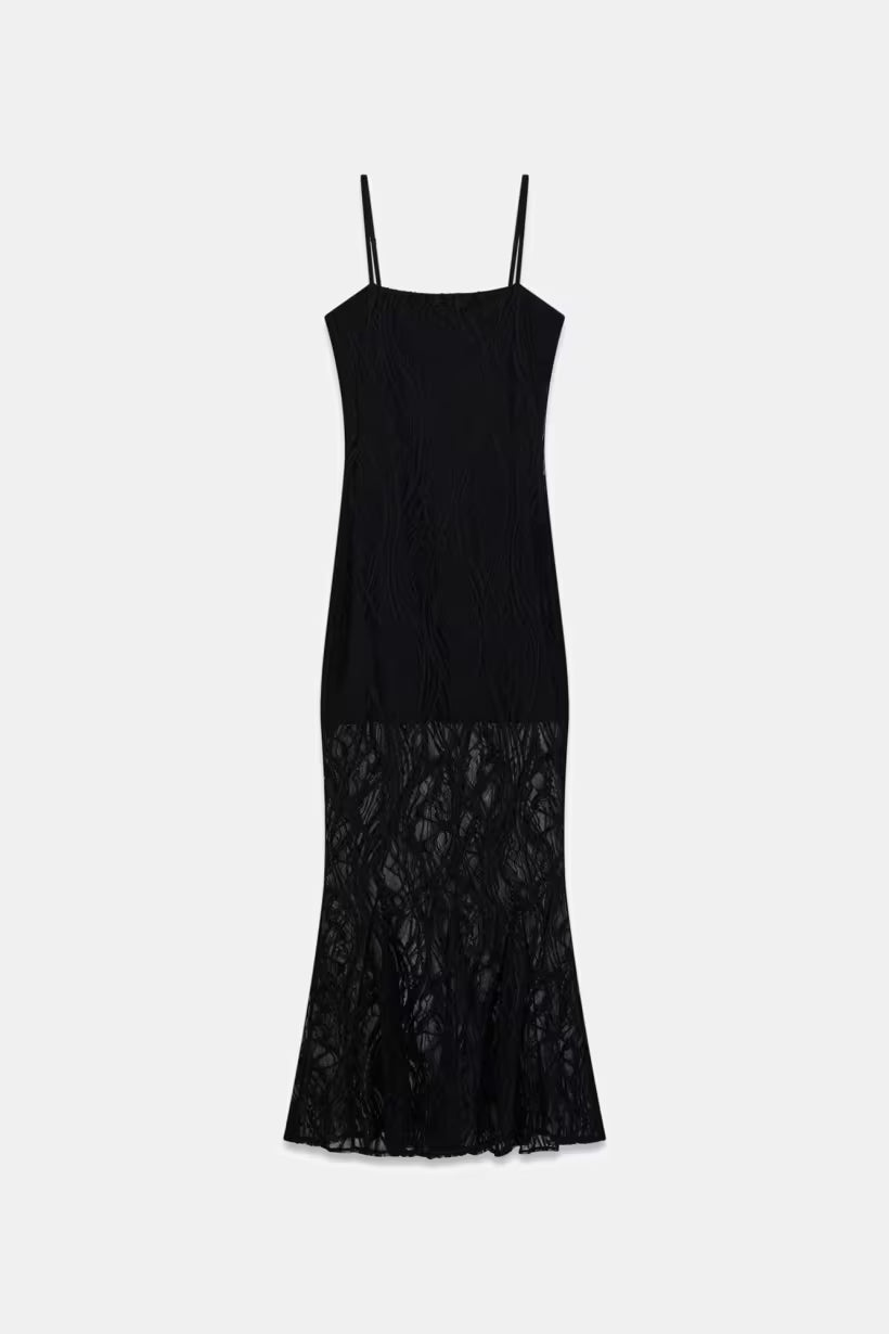 Vestiti Guess W6YK12K4359 EVELYN STRAPS LONG LACE DRESS