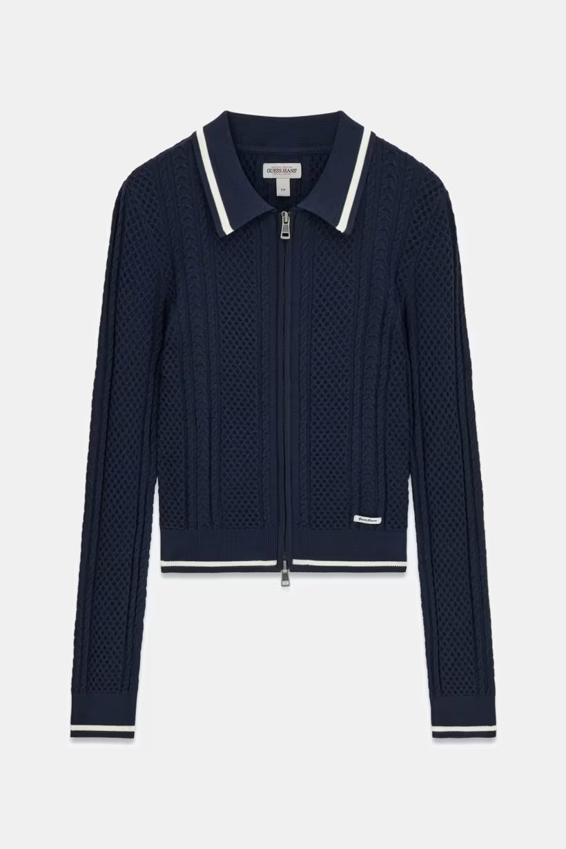 Polo Guess W6YR03Z0849 GJ LS POLO CABLE ZIPPED