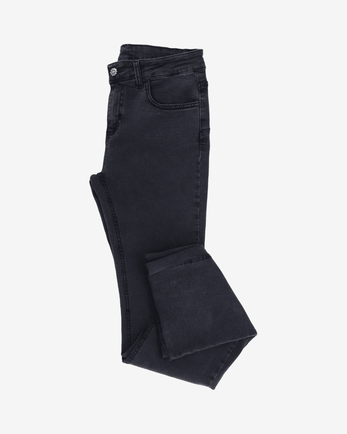Jeans PANTALONE ZAMPA BOTTONE GIOIELLO