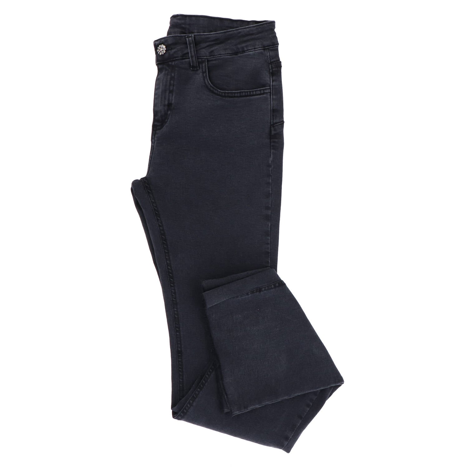 Jeans PANTALONE ZAMPA BOTTONE GIOIELLO