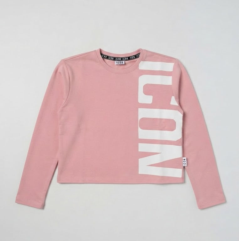 Felpe Icon IDM012 GIROCOLLO CROPPED STRIPE