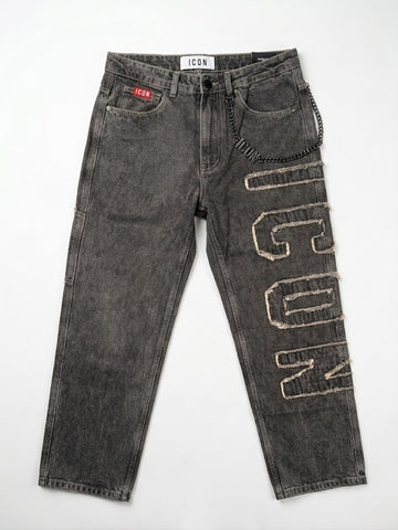 Jeans Icon IUD042 STRAIGHT C/LOGO SFRANGIATO