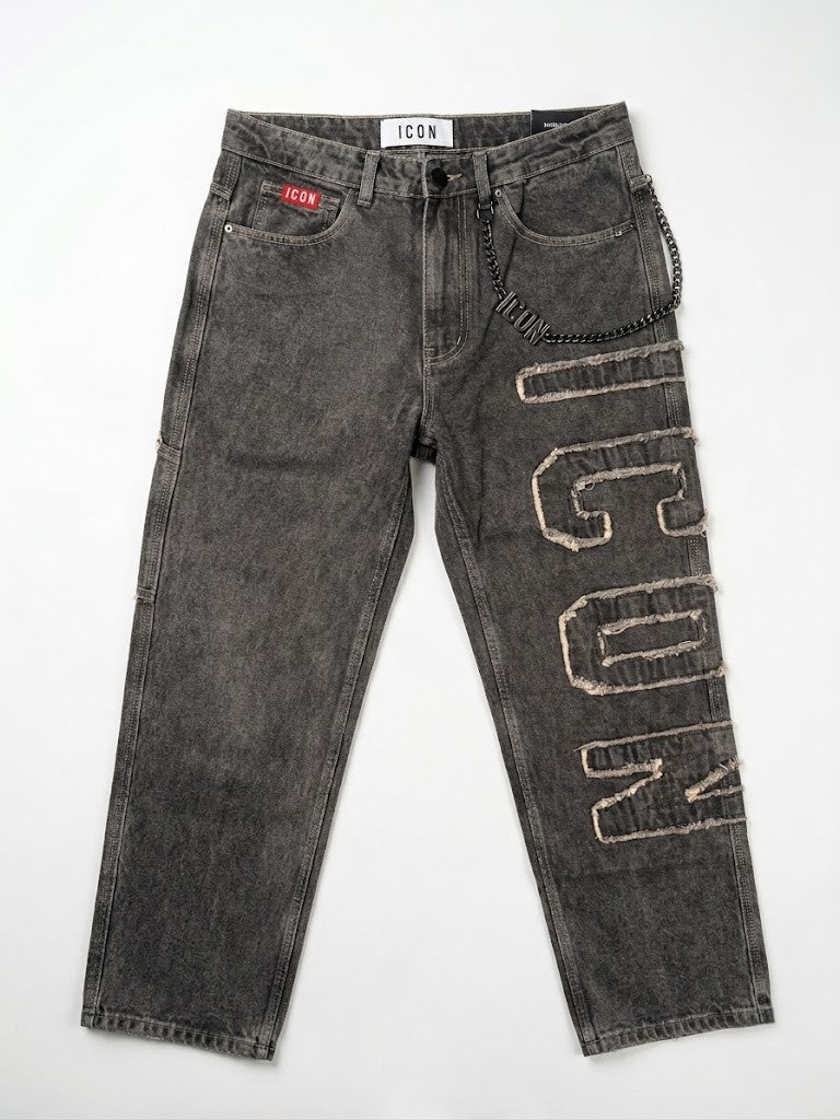 Jeans Icon IUD042 STRAIGHT C/LOGO SFRANGIATO