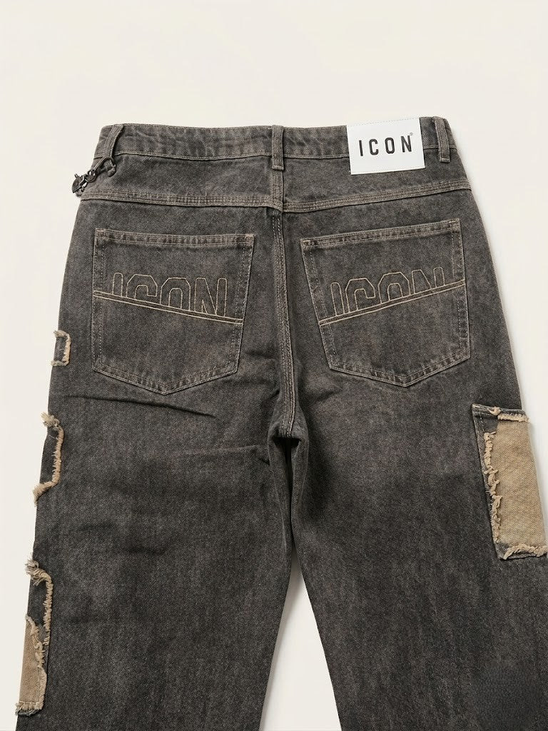 Jeans Icon IUD042 STRAIGHT C/LOGO SFRANGIATO