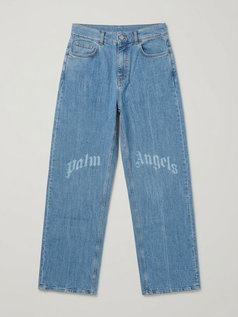 Jeans Palm Angels PAMYA001DN0034040 SPLITTEDCURVED LOGO 5 POCKETS