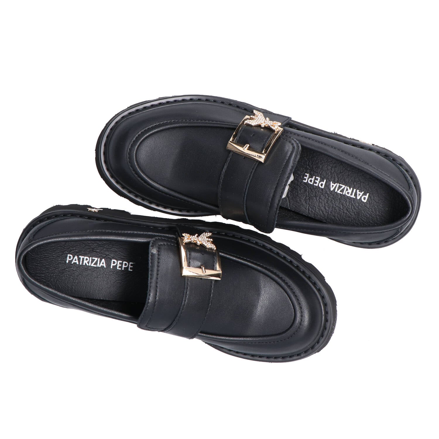 Mocassini PPJ963 Vitello fibbia logo strass