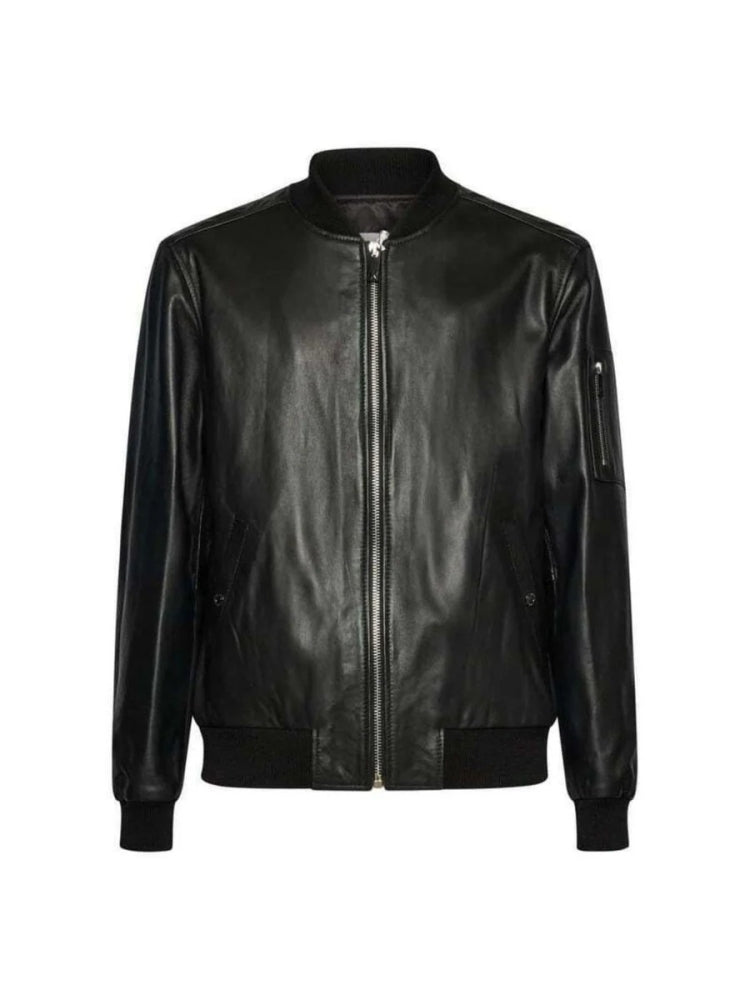UMA25452GB3C REAL LEATHER BOMBER GR