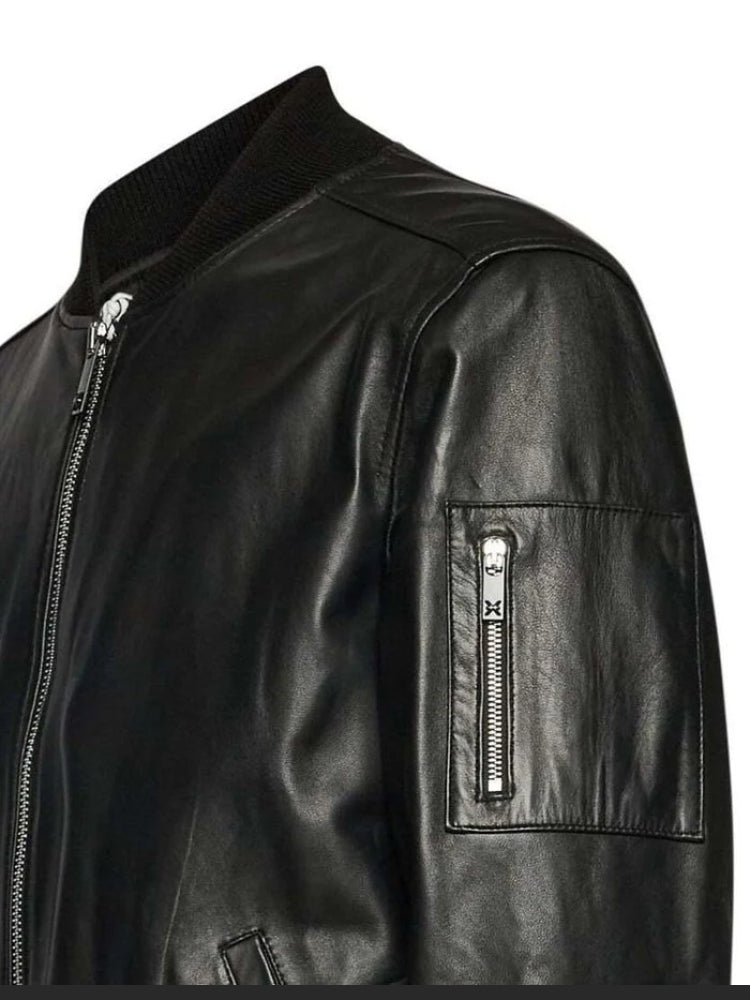 UMA25452GB3C REAL LEATHER BOMBER GR