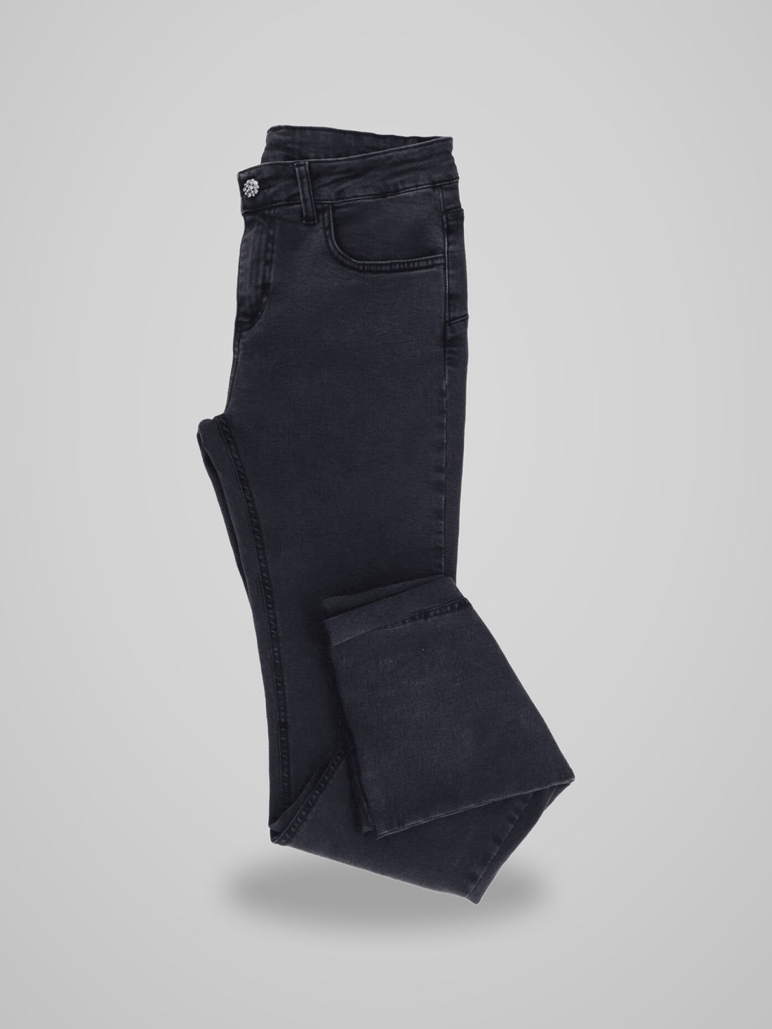 Jeans PANTALONE ZAMPA BOTTONE GIOIELLO - foto indossata