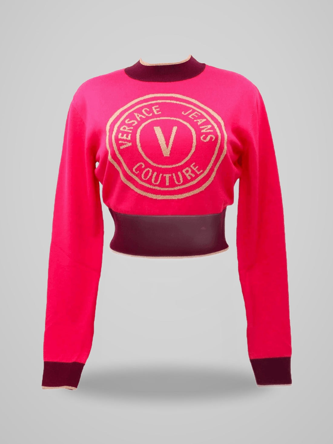 Maglione Versace Cropped Logo Fucsia
