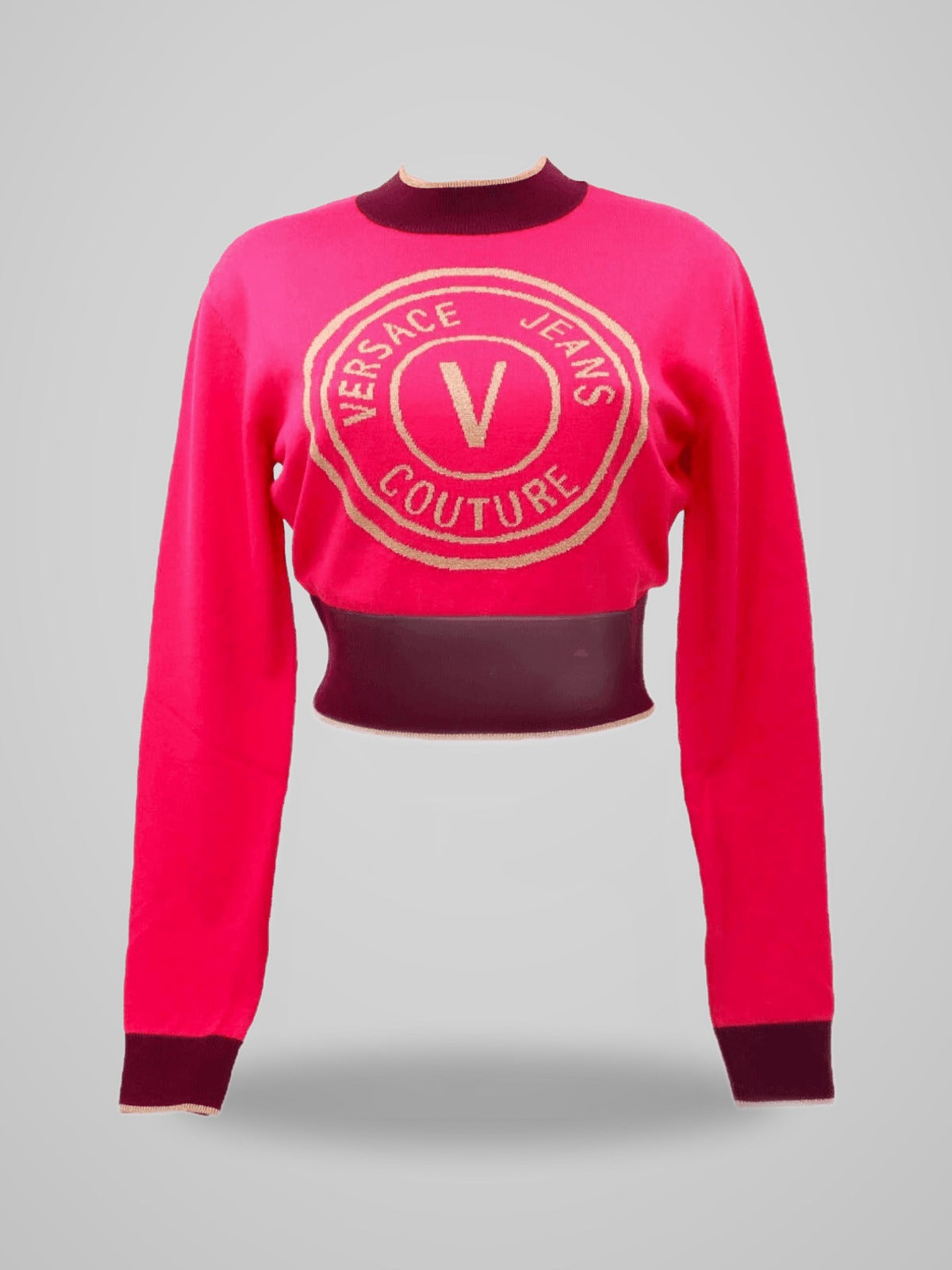 Maglione Versace Cropped Logo Fucsia