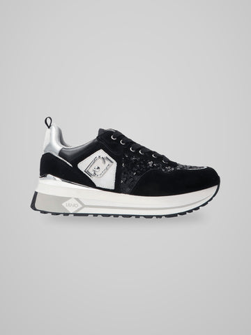 Sneakers Maxi wonder 01 suede e paillettes