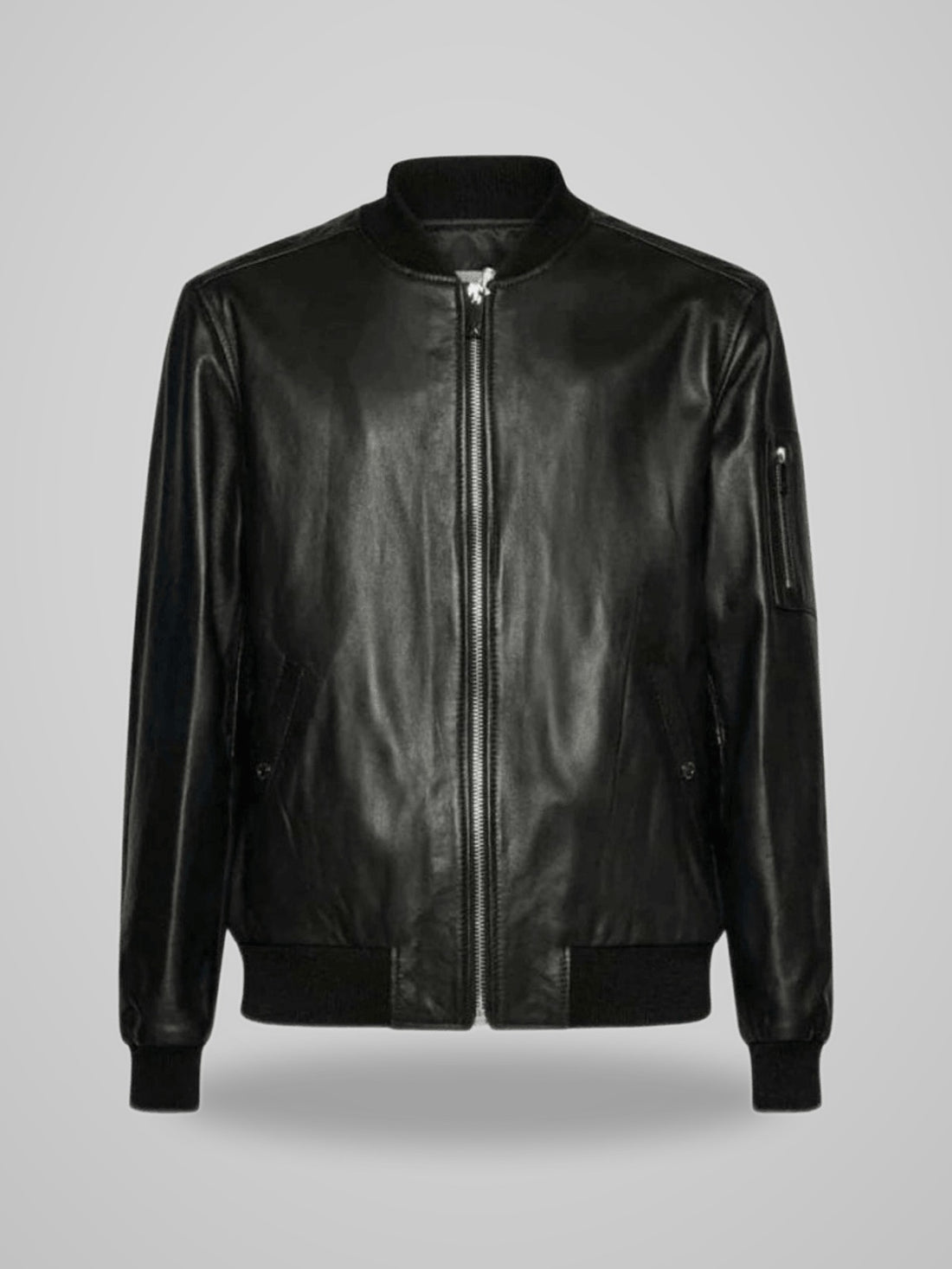 UMA25452GB3C REAL LEATHER BOMBER GR - foto indossata
