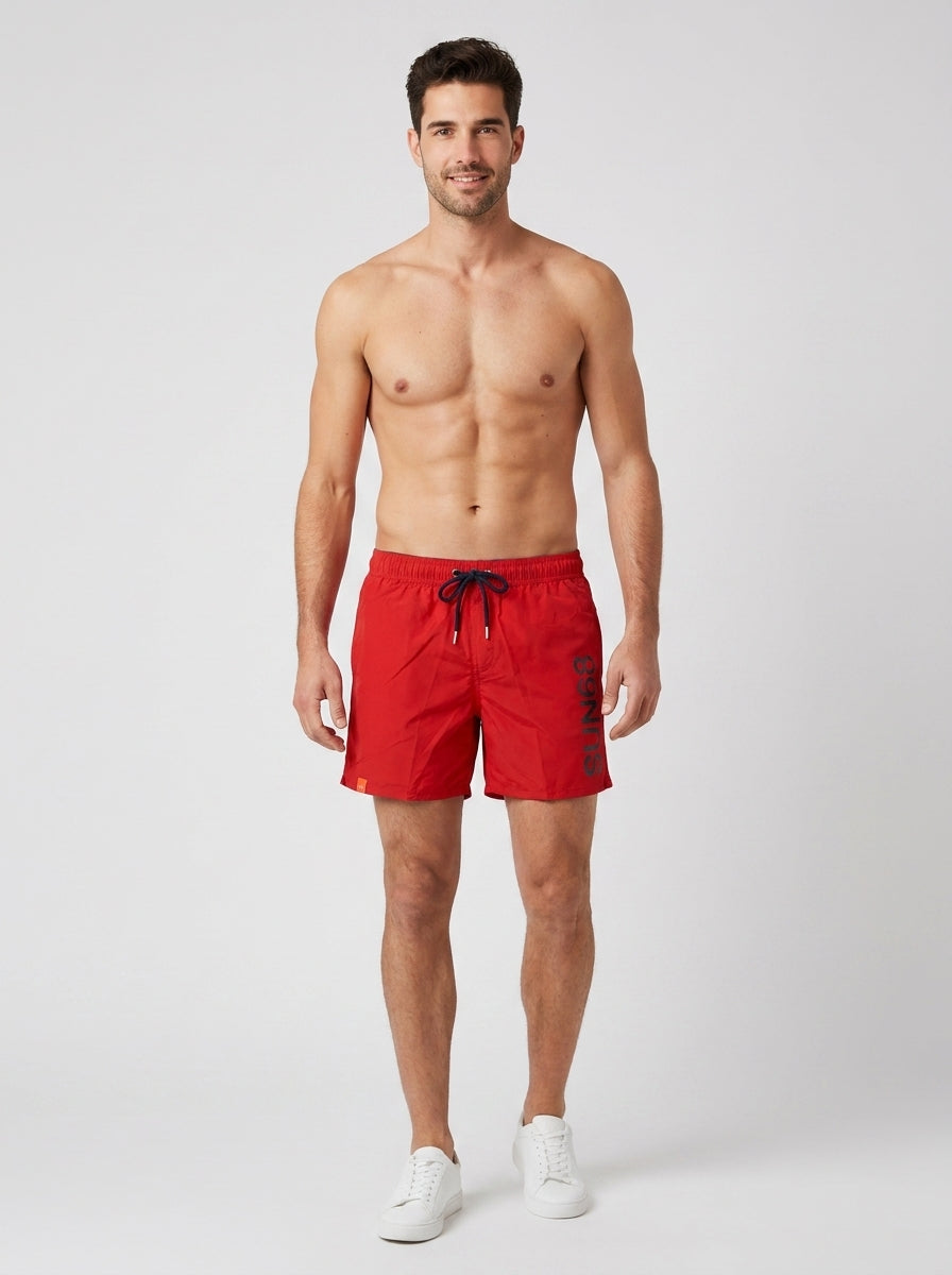 Costume H32103 SWIM PANT WITH MACRO LOGO ON FRONT - foto indossata