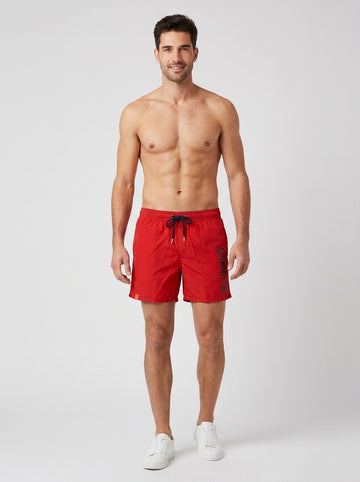 Costume H32103 SWIM PANT WITH MACRO LOGO ON FRONT - foto indossata