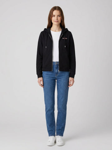 Felpa Guess Zip Hood Bianca Donna - foto indossata