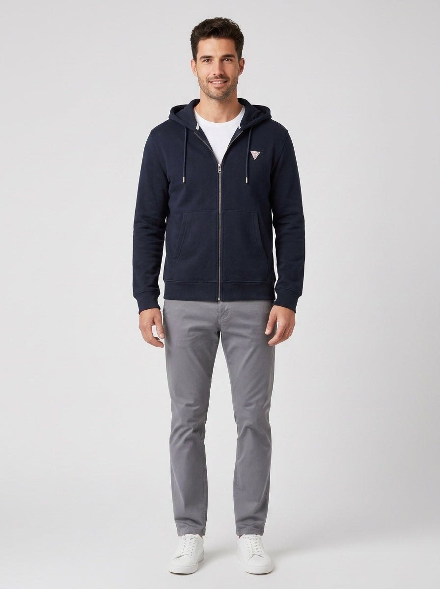 Felpe Guess M4YQ28K9V31 GJ ZIP HOOD SLIM MINI TR SWEAT - foto indossata