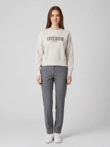 Felpa Guess Girocollo Bianca Donna - foto indossata