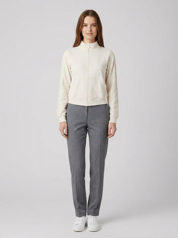 Guess Felpa Stacie Full Zip Bianco - foto indossata