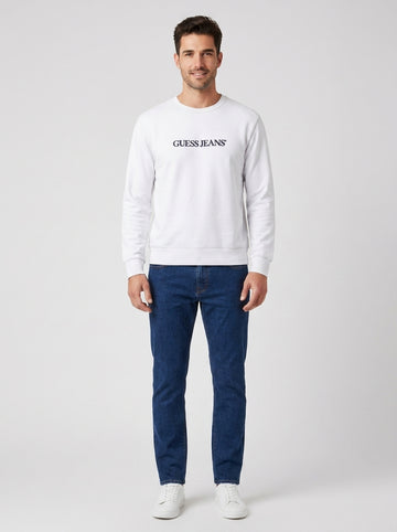 Felpa Uomo Guess Logo Ricamato Casual - foto indossata