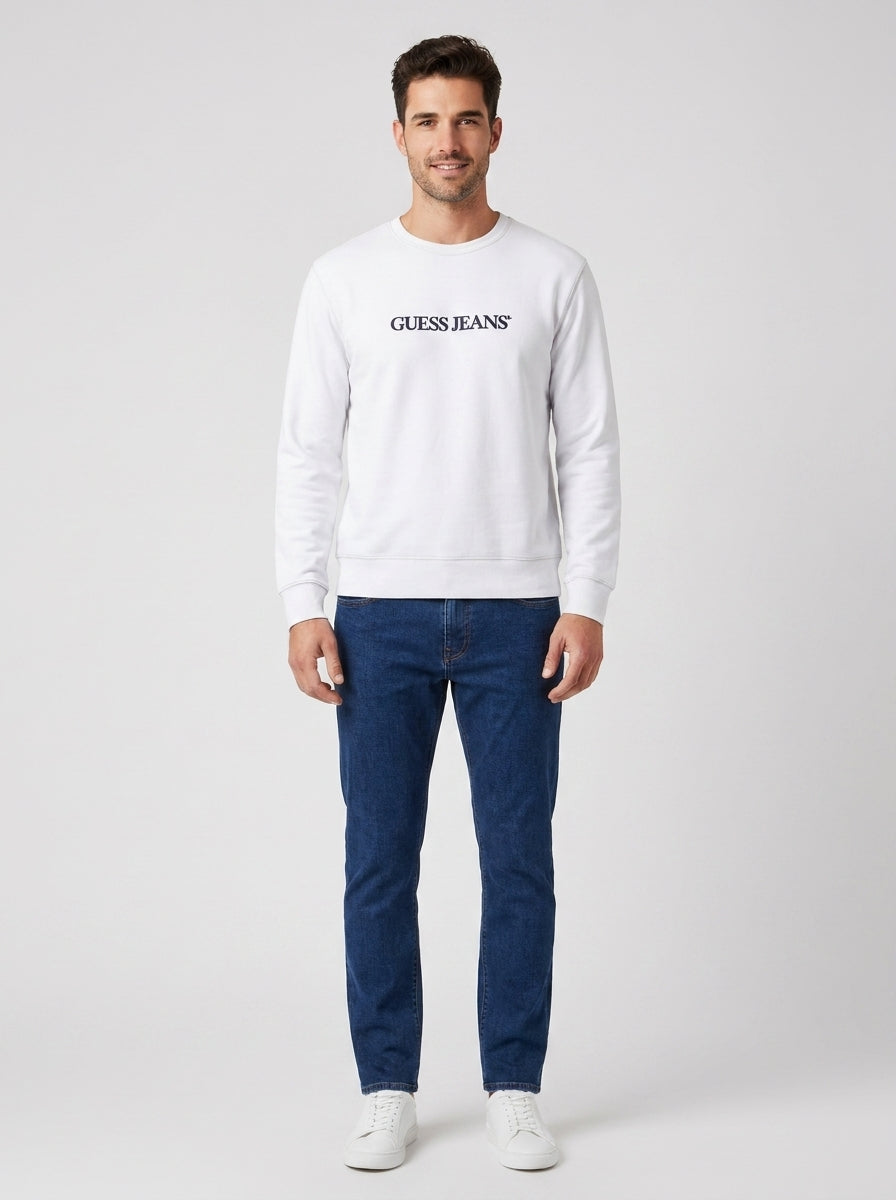 Felpa Uomo Guess Logo Ricamato Casual - foto indossata
