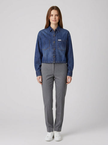 GJ CROPPED LS DENIM SHIRT - foto indossata