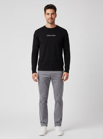 Maglione Guess Jeans Cotone Organico Girocollo - foto indossata