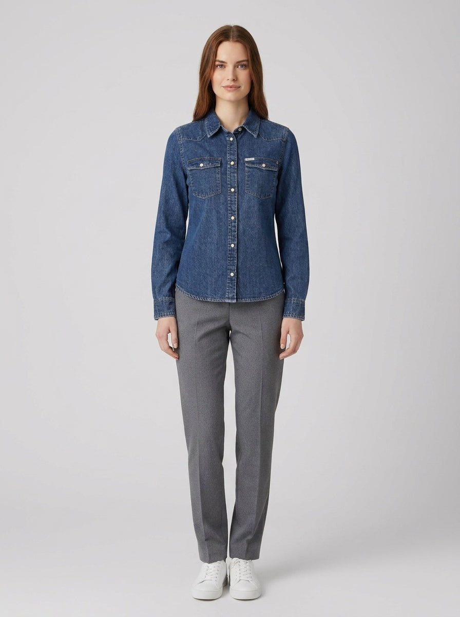 GJ SLIM LS DENIM SHIRT - foto indossata