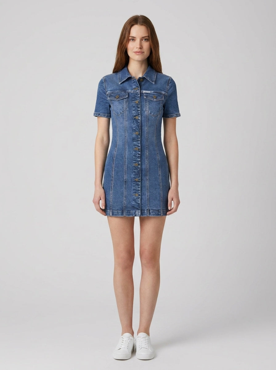 GJ SS DENIM DRESS - foto indossata
